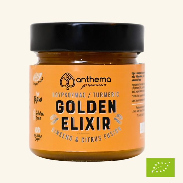 Golden Elixir cu turmeric, ginseng si cardamon BIO 210g