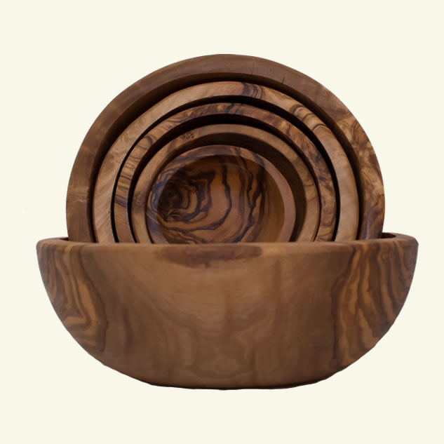 Set 6 boluri din lemn de maslin