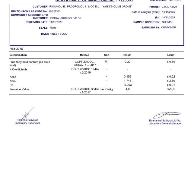 Ulei de masline extravirgin Agoureleo Aciditate Finest 500ml Yannis