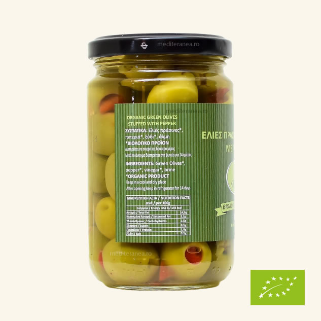 Masline verzi umplute cu ardei BIO